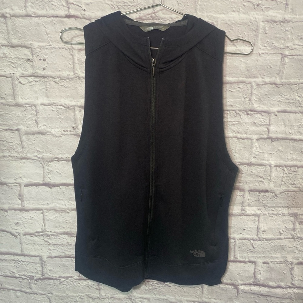The North Face Women’s Black Sleeveless Hooded Full Zip Lightweight Vest EUC
